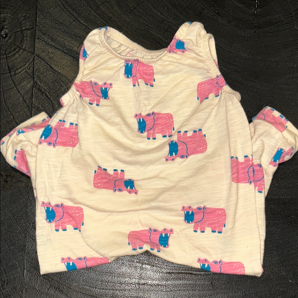 Cat & Jack Pink Hippo Print Kids Tank & Pant jumpsuit